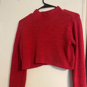 Bright Red Long Sleeve Crop Top